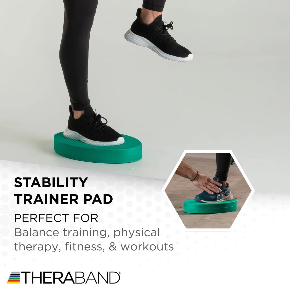 THERABAND Stability Trainer Pad, Foam Balance Pad, Firm, Set of 2, Green | Improve Balance & Core Strength - view 7