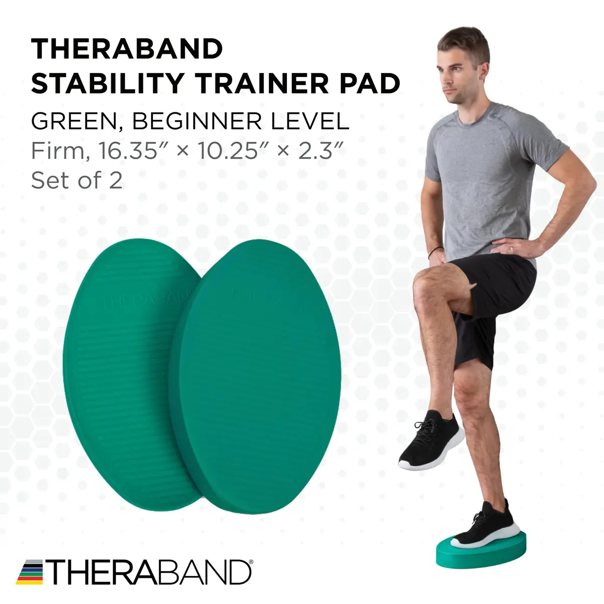 THERABAND Stability Trainer Pad, Foam Balance Pad, Firm, Set of 2, Green | Improve Balance & Core Strength - view 2