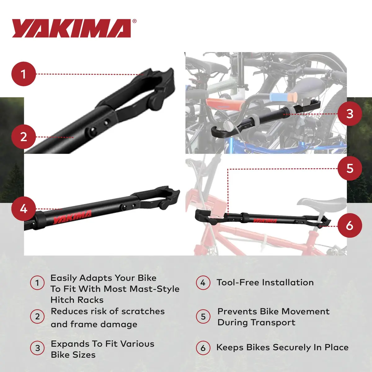 Yakima TubeTop Mast-Style Bike Frame Adapter for Hitch Rack Transport | Versatile, Stable & Easy to Install - view 3