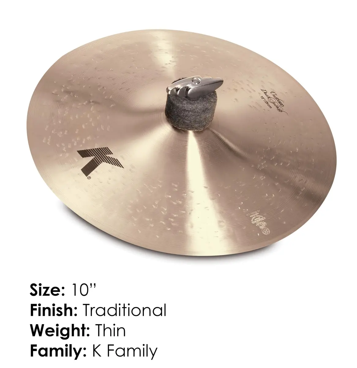 Zildjian 10" K Custom Dark Splash Cymbal | Dark, Responsive, Drier Sound for Drummers - view 2