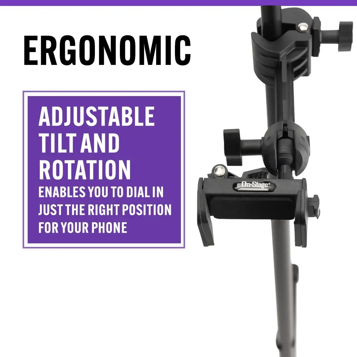 OnStage TCM500 Smartphone Mic Stand Holder | Mounts Phones for Recording & Streaming - view 6