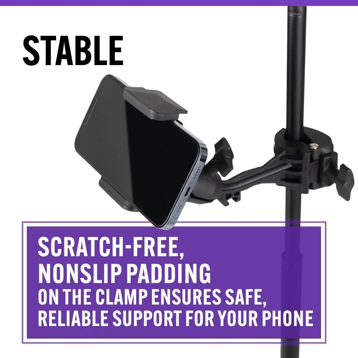OnStage TCM500 Smartphone Mic Stand Holder | Mounts Phones for Recording & Streaming - view 3