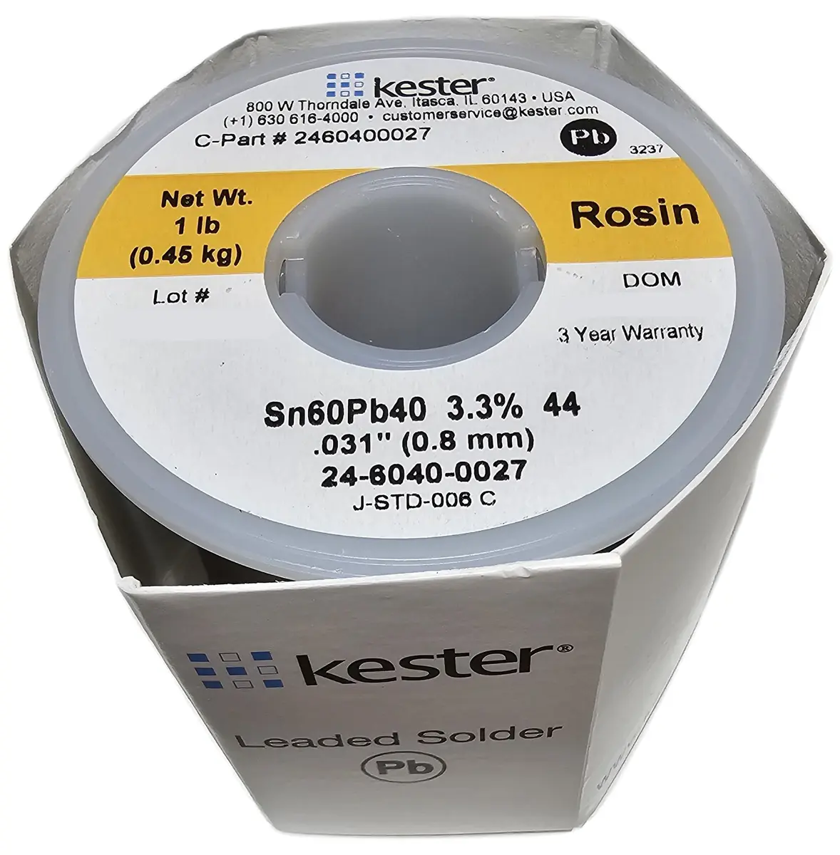 Kester Solder Wire 0.031" (0.80mm) Diameter, 1 lb Spool | High-Quality Electronics Soldering - main product image