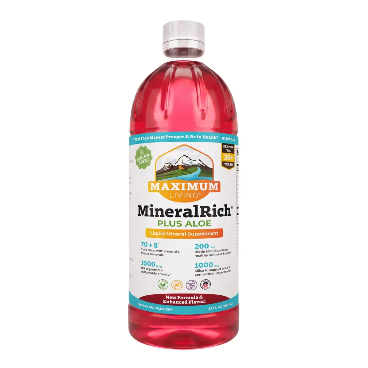 Maximum Living MineralRich Plus Aloe Liquid Mineral Supplement | 32 Fl Oz | Supports Daily Wellness & Energy - main product image