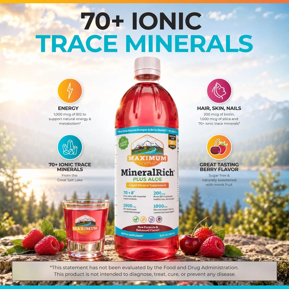 Maximum Living MineralRich Plus Aloe Liquid Mineral Supplement | 32 Fl Oz | Supports Daily Wellness & Energy - view 2