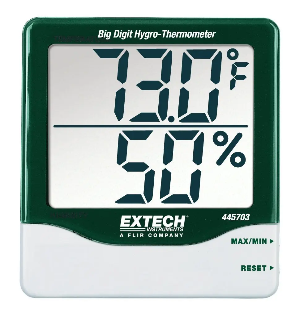 Extech Big Digit Indoor Humidity and Temperature Meter | 1in LCD, ±5%RH, ±1°C | Wall Mount & Stand Included - main product image