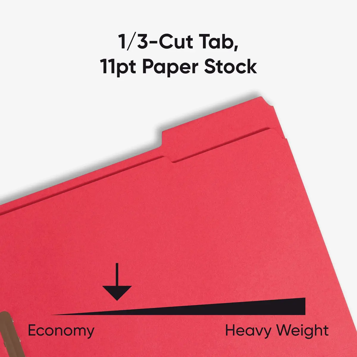 SMEAD Red Fastener File Folders with Prongs 3 Tab Letter Size | Durable, Environmentally Responsible Office File - view 5