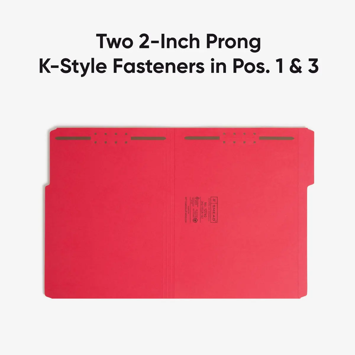 SMEAD Red Fastener File Folders with Prongs 3 Tab Letter Size | Durable, Environmentally Responsible Office File - view 6