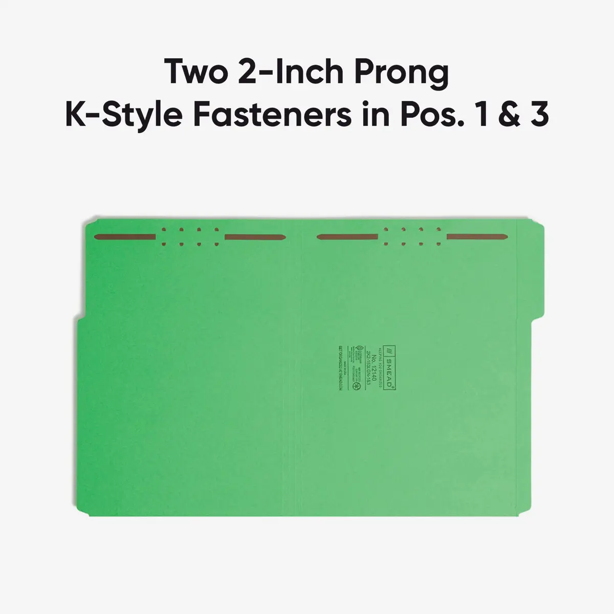 SMEAD Fastener File Folder with Prongs, 3 Tab Letter Size | Green 50 Pack, 11-5/8 x 9-1/2 inches - view 6