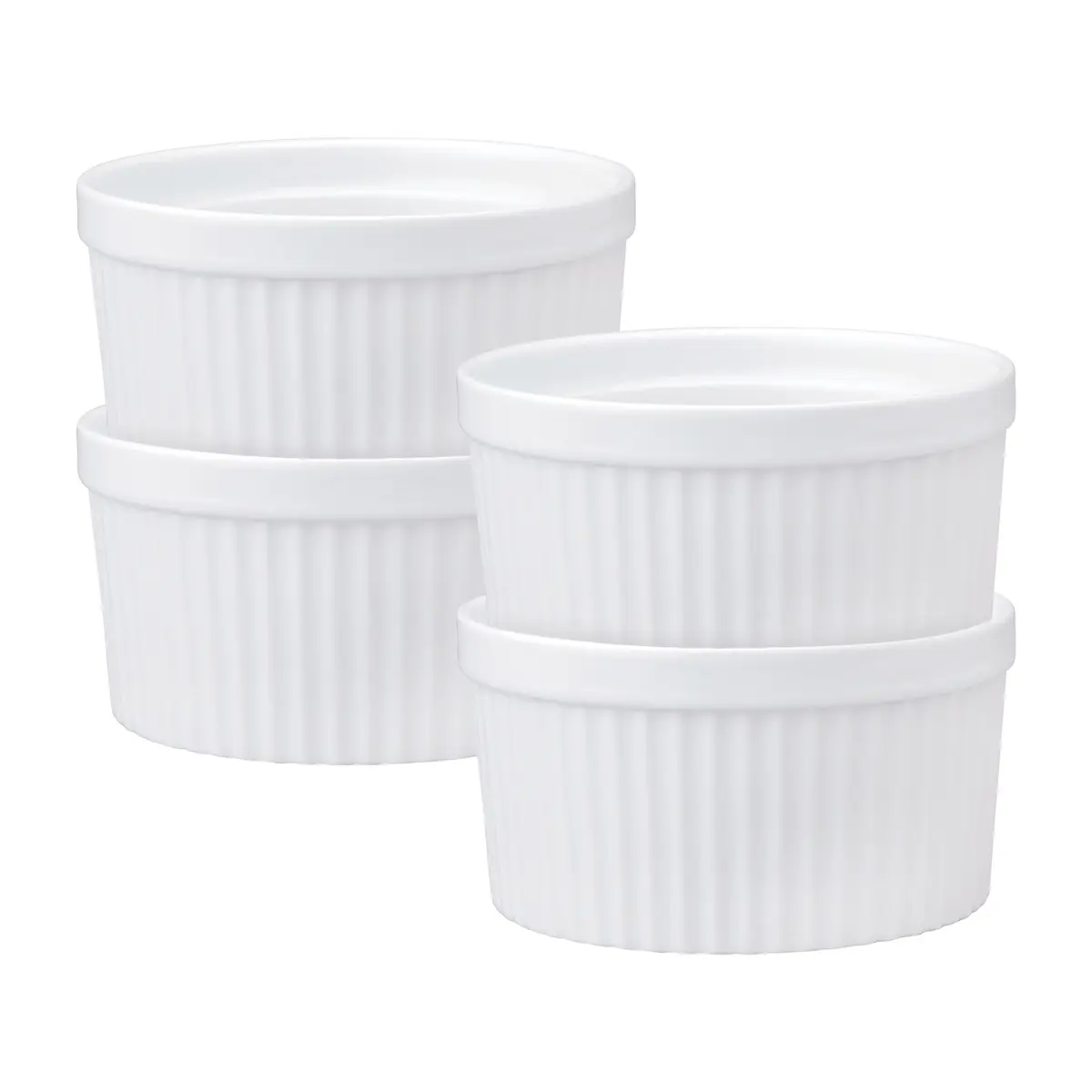 HIC Kitchen Souffle Ramekin Fine Porcelain 14oz Set of 4 | Oven & Dishwasher Safe - main product image