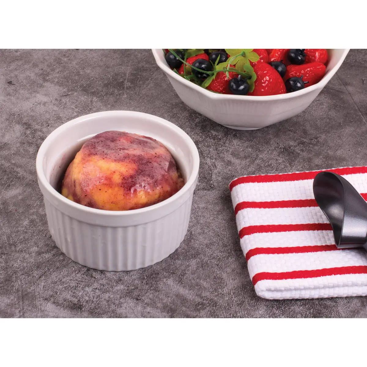 HIC Kitchen Souffle Ramekin Fine Porcelain 14oz Set of 4 | Oven & Dishwasher Safe - view 3