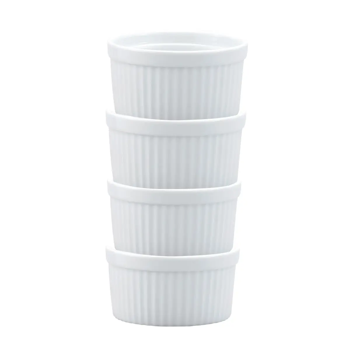 HIC Kitchen Souffle Ramekin, Fine Porcelain, 10-Ounce | Oven & Dishwasher Safe, Set of 4 - main product image