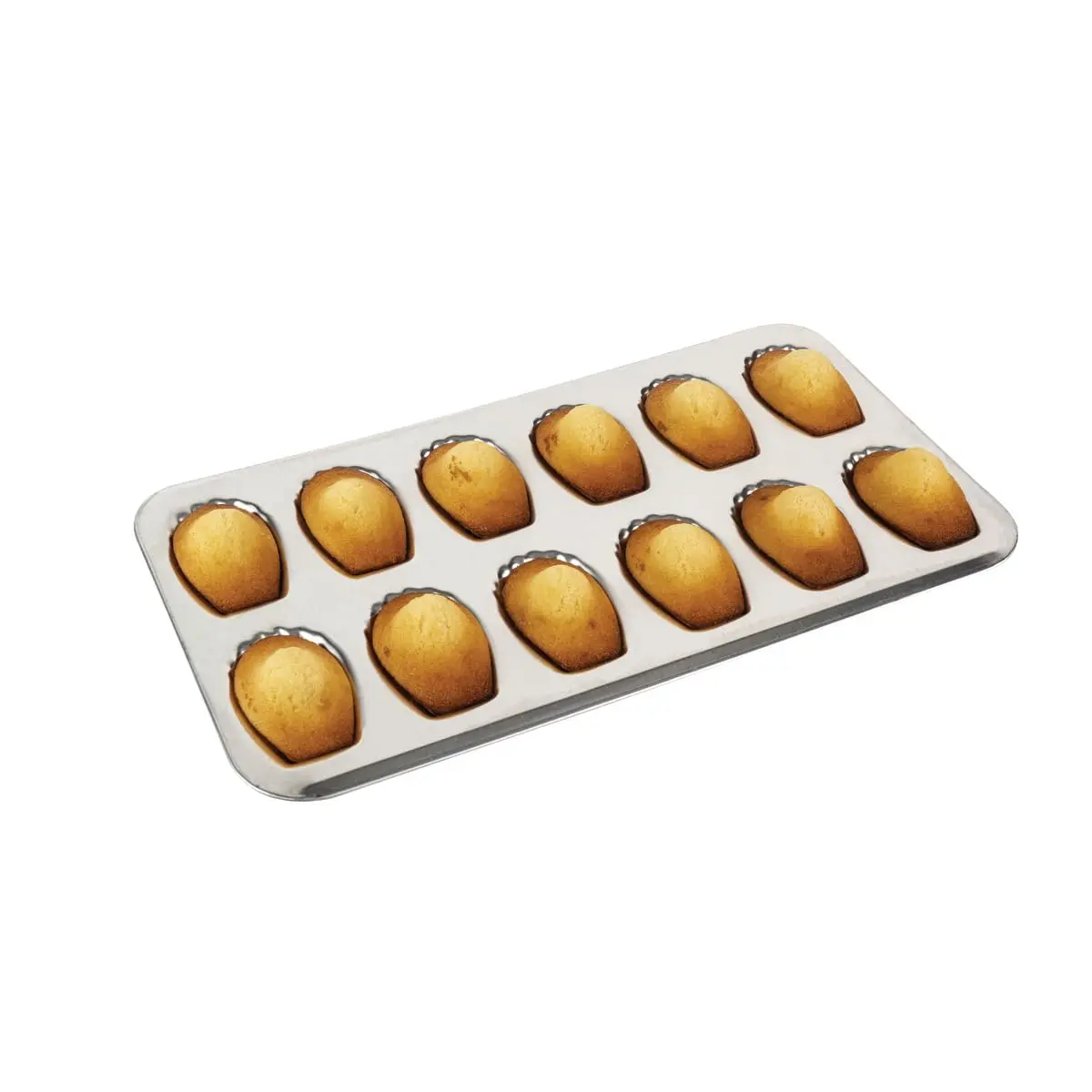 Gobel Madeleine Pan 12 Shells 15.6 x 7.9 in | Traditional Tin Plated Steel for Perfect Shell-Shaped Cakes - main product image