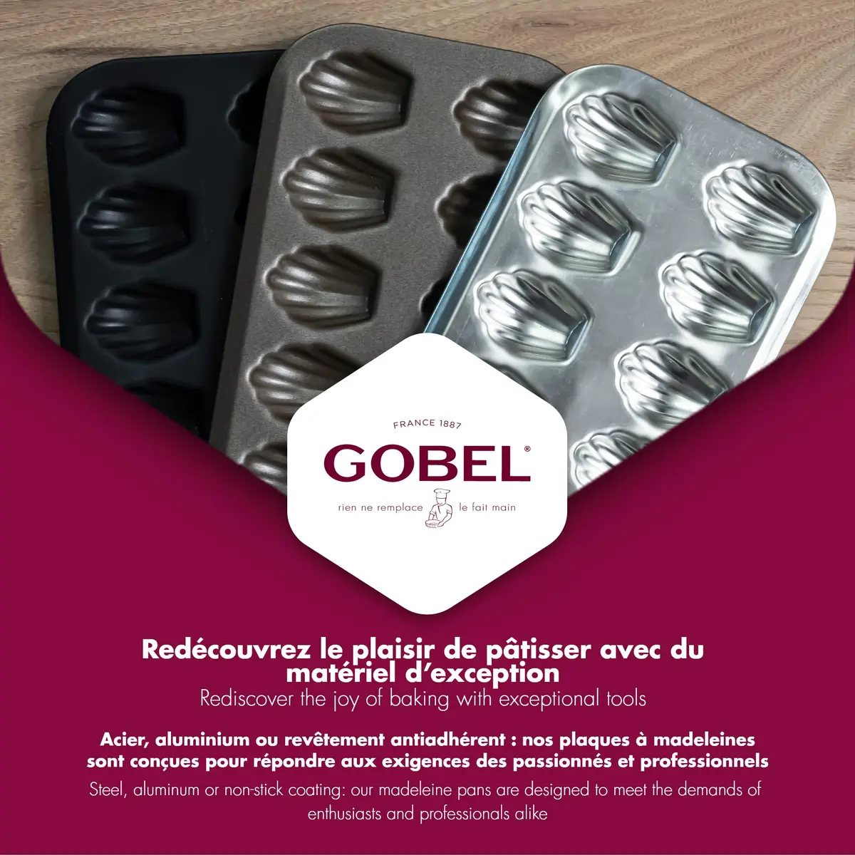 Gobel Madeleine Pan 12 Shells 15.6 x 7.9 in | Traditional Tin Plated Steel for Perfect Shell-Shaped Cakes - view 5