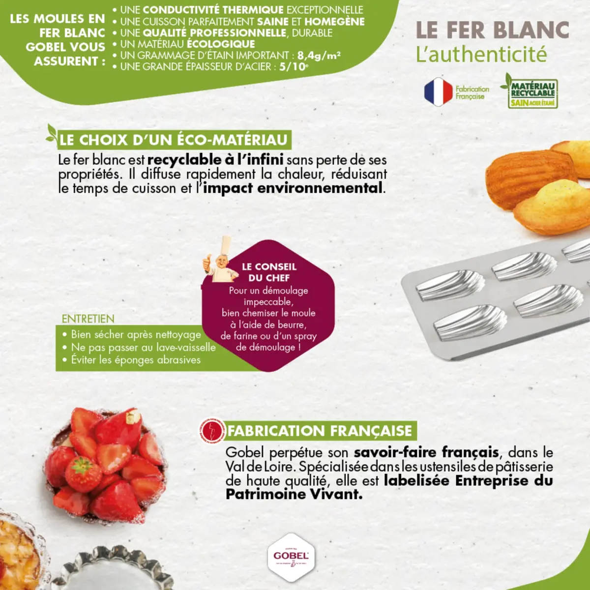 Gobel Madeleine Pan 12 Shells 15.6 x 7.9 in | Traditional Tin Plated Steel for Perfect Shell-Shaped Cakes - view 6