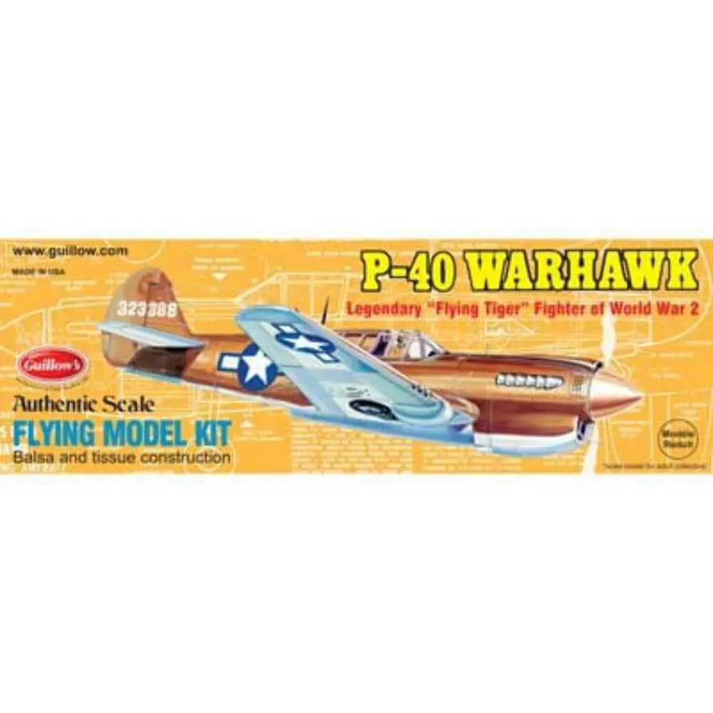 Guillow's Curtiss P-40 Warhawk Model Kit | WWII Airplane Scale Replica (13.7 in / 35 cm wingspan) - main product image