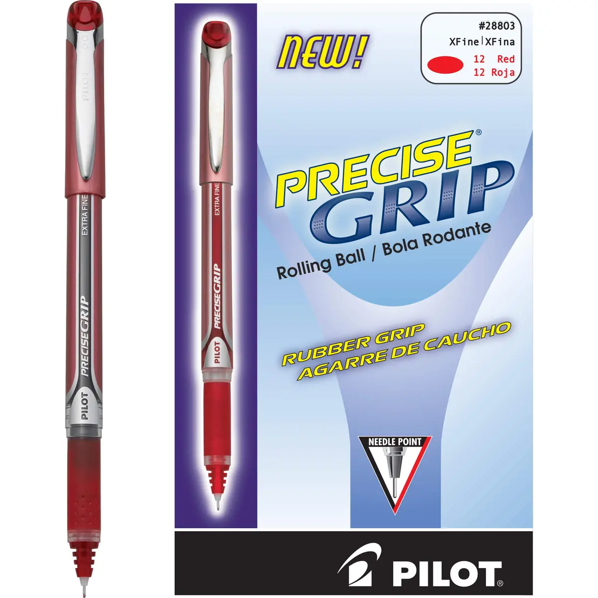 Pilot Precise Grip Liquid Ink Rolling Ball Stick Pens, Bold Point, Red Ink | Skip-Free, Water & Fade Resistant (12-pack, 1.0mm) - view 3