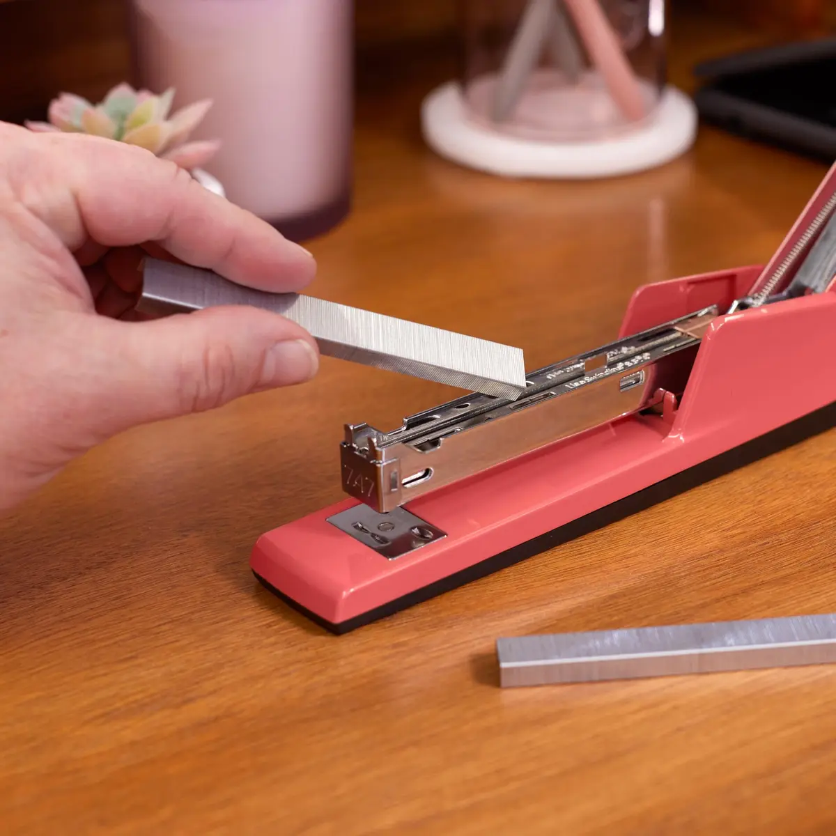 Swingline Stapler 30 Sheet Capacity | Jam-Free Metal Desktop Stapler in Rose Clay - view 4