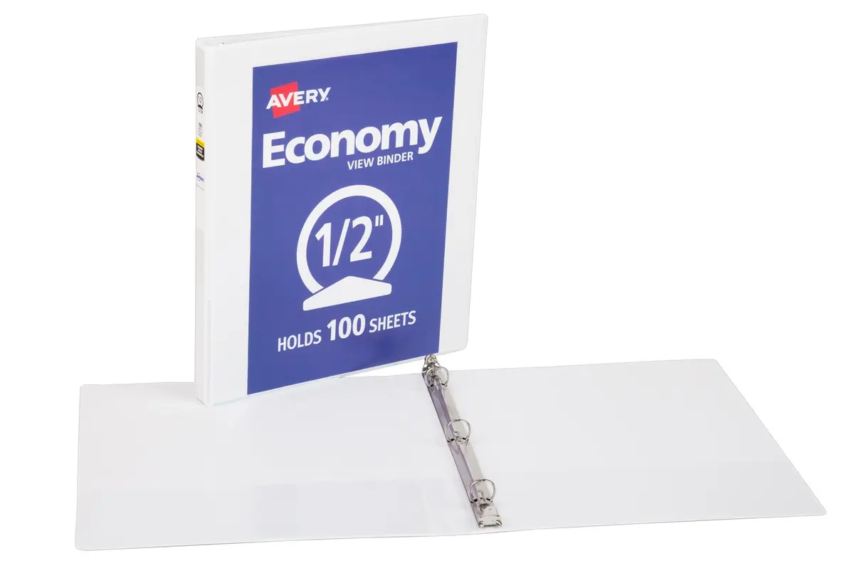 Avery Economy Vinyl Round Ring View Binder 0.5 inch White | Pack of 30 Binders | Customize Front, Back, and Spine - view 7