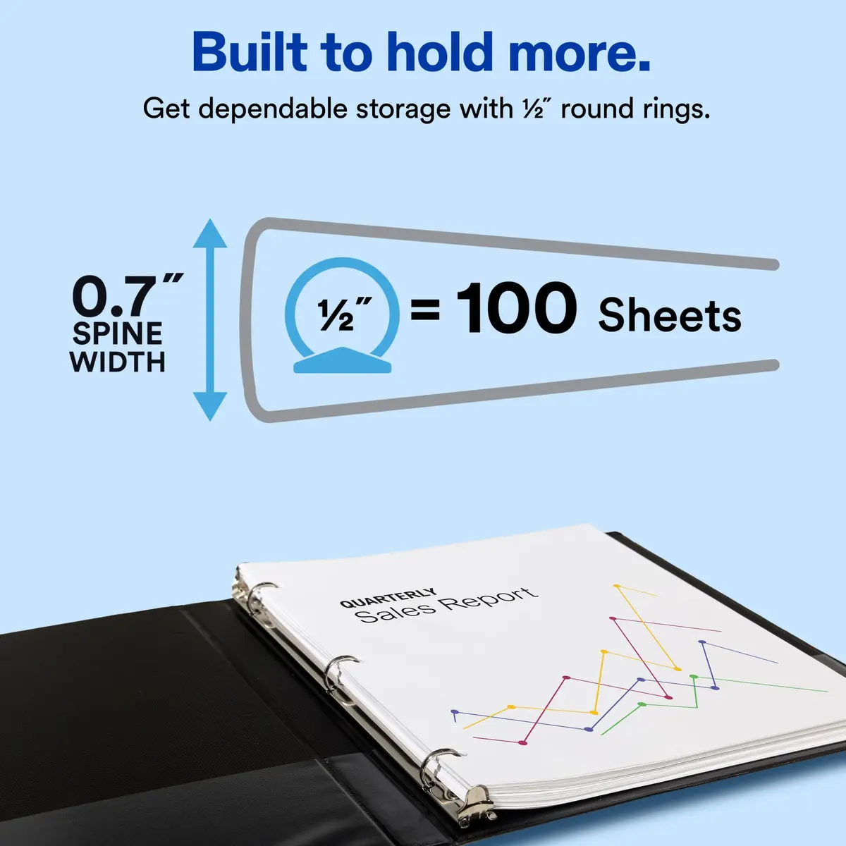 Avery Economy Vinyl Round Ring View Binder 0.5 inch White | Pack of 30 Binders | Customize Front, Back, and Spine - view 2