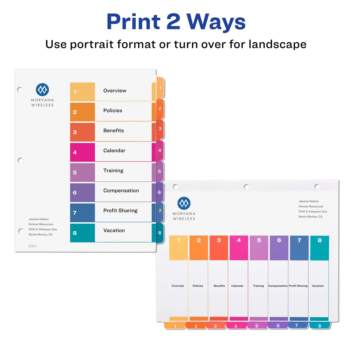 Avery Ready Index Table of Contents Dividers, 8-Tab, Color, 24 Sets | Printable & Reinforced for Professional Organization - view 6