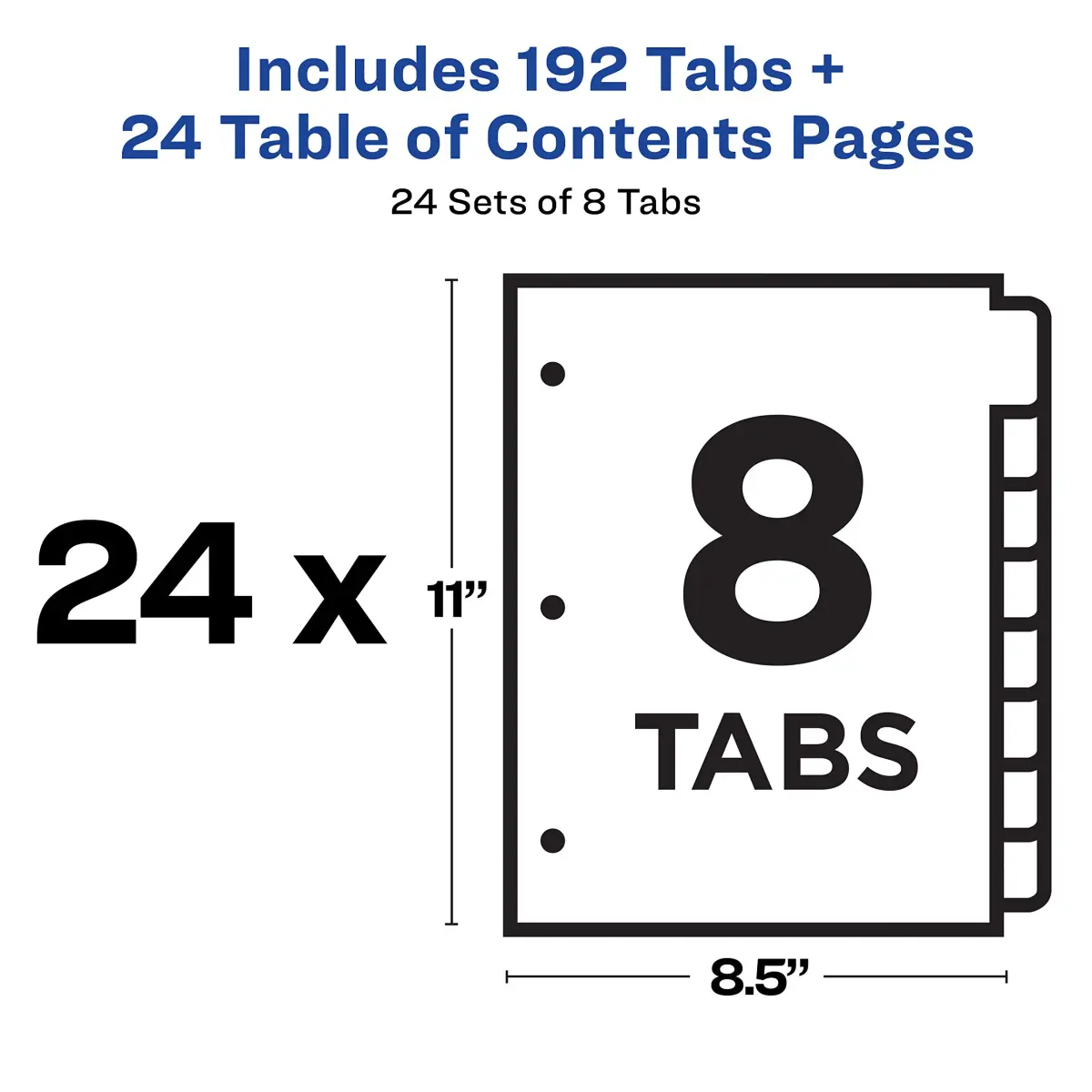 Avery Ready Index Table of Contents Dividers, 8-Tab, Color, 24 Sets | Printable & Reinforced for Professional Organization - view 7