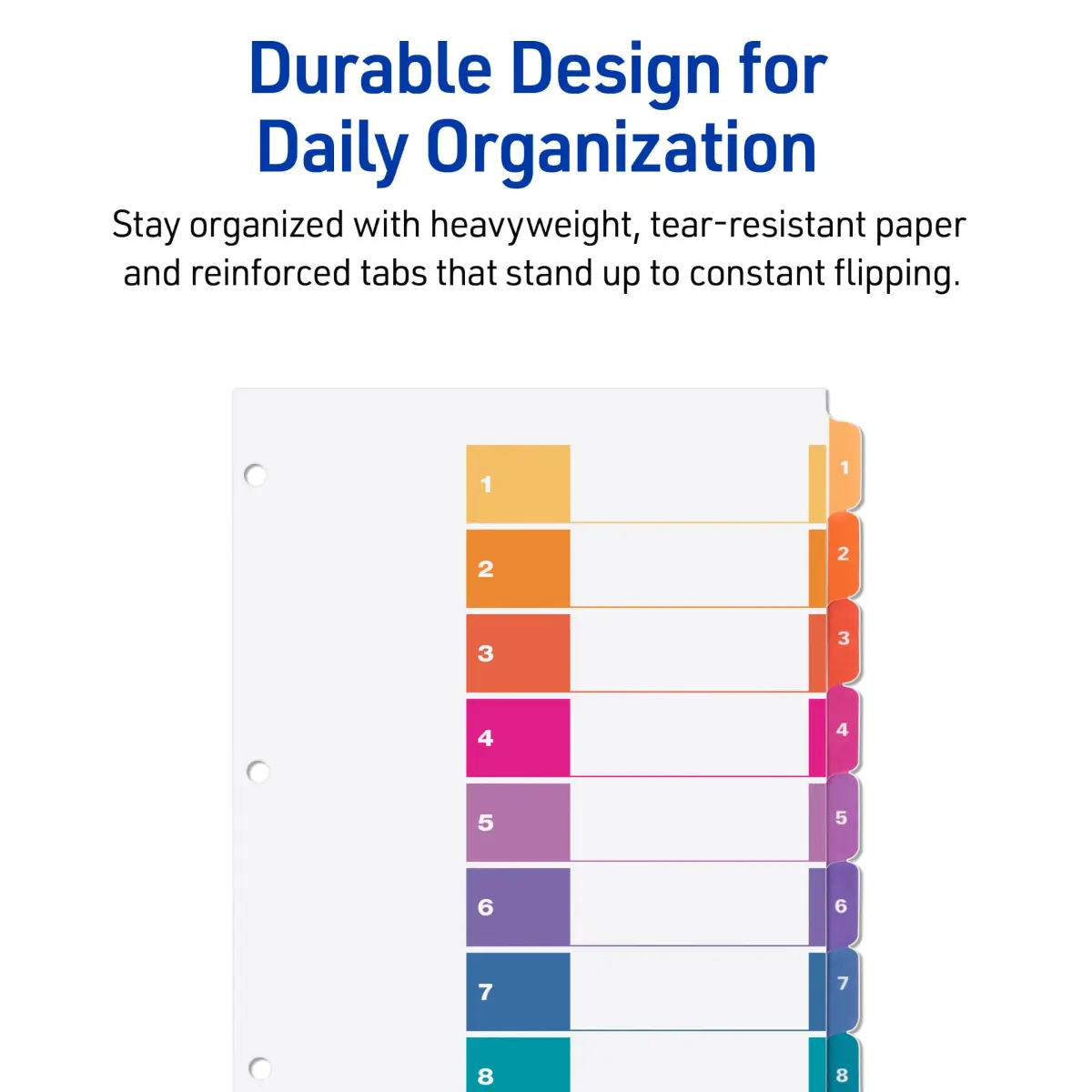 Avery Ready Index Table of Contents Dividers, 8-Tab, Color, 24 Sets | Printable & Reinforced for Professional Organization - view 8