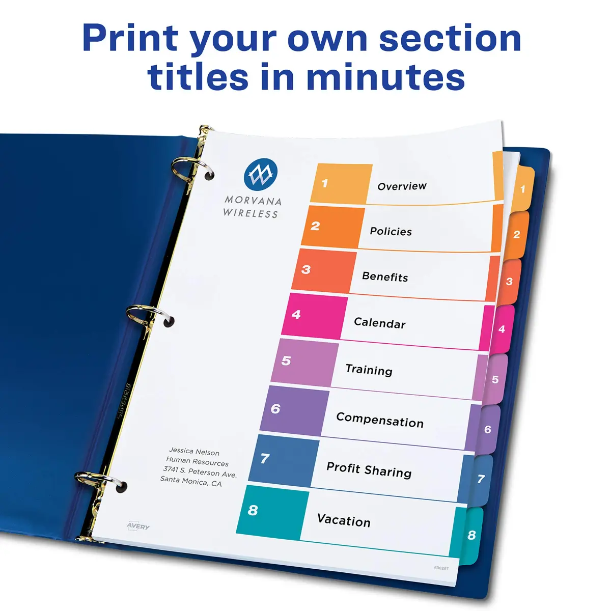 Avery Ready Index Table of Contents Dividers, 8-Tab, Color, 24 Sets | Printable & Reinforced for Professional Organization - view 2