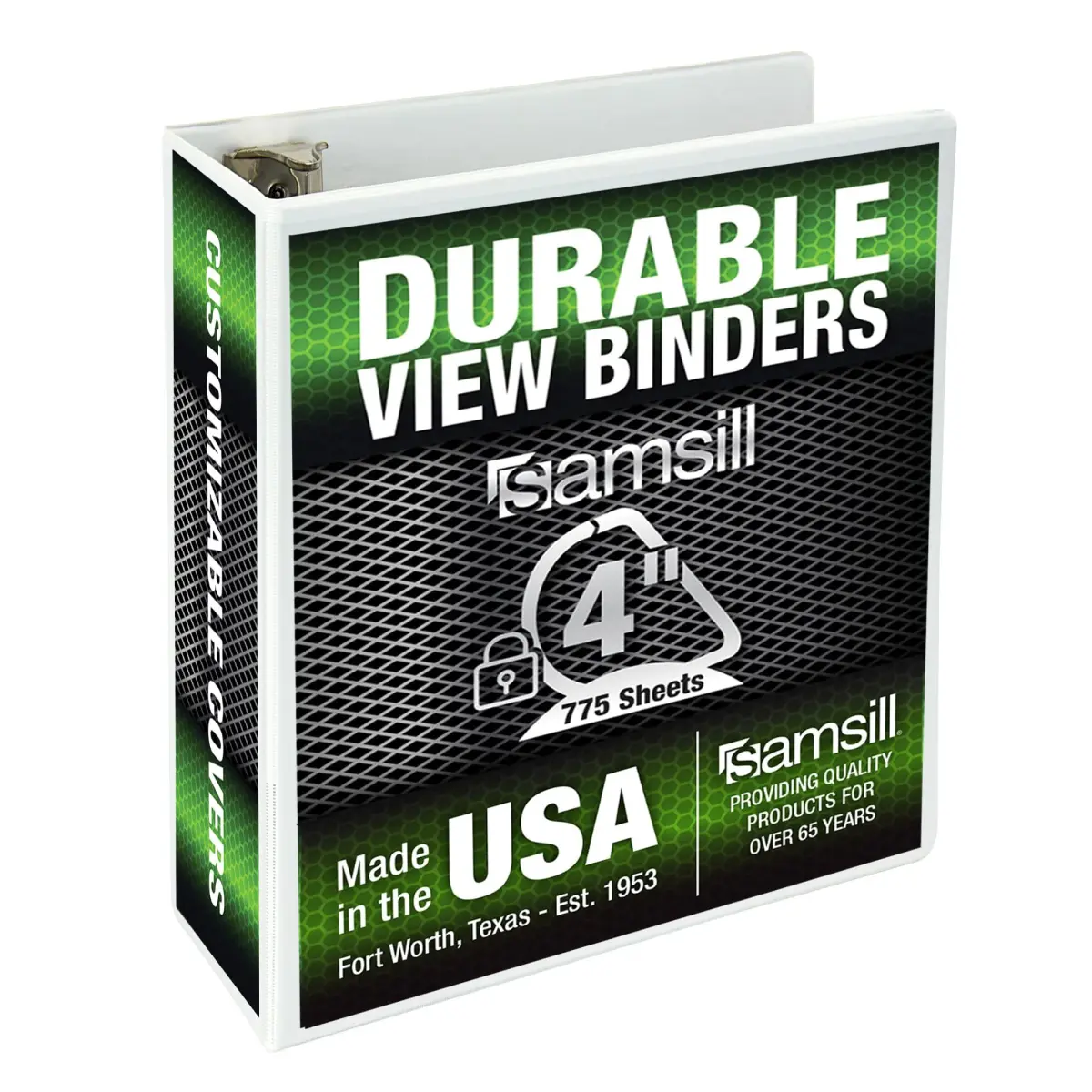 Samsill 4 Inch D-Ring Binder, White | 700-Sheet Capacity, 100% Recycled Chipboard, Archival Safe - main product image