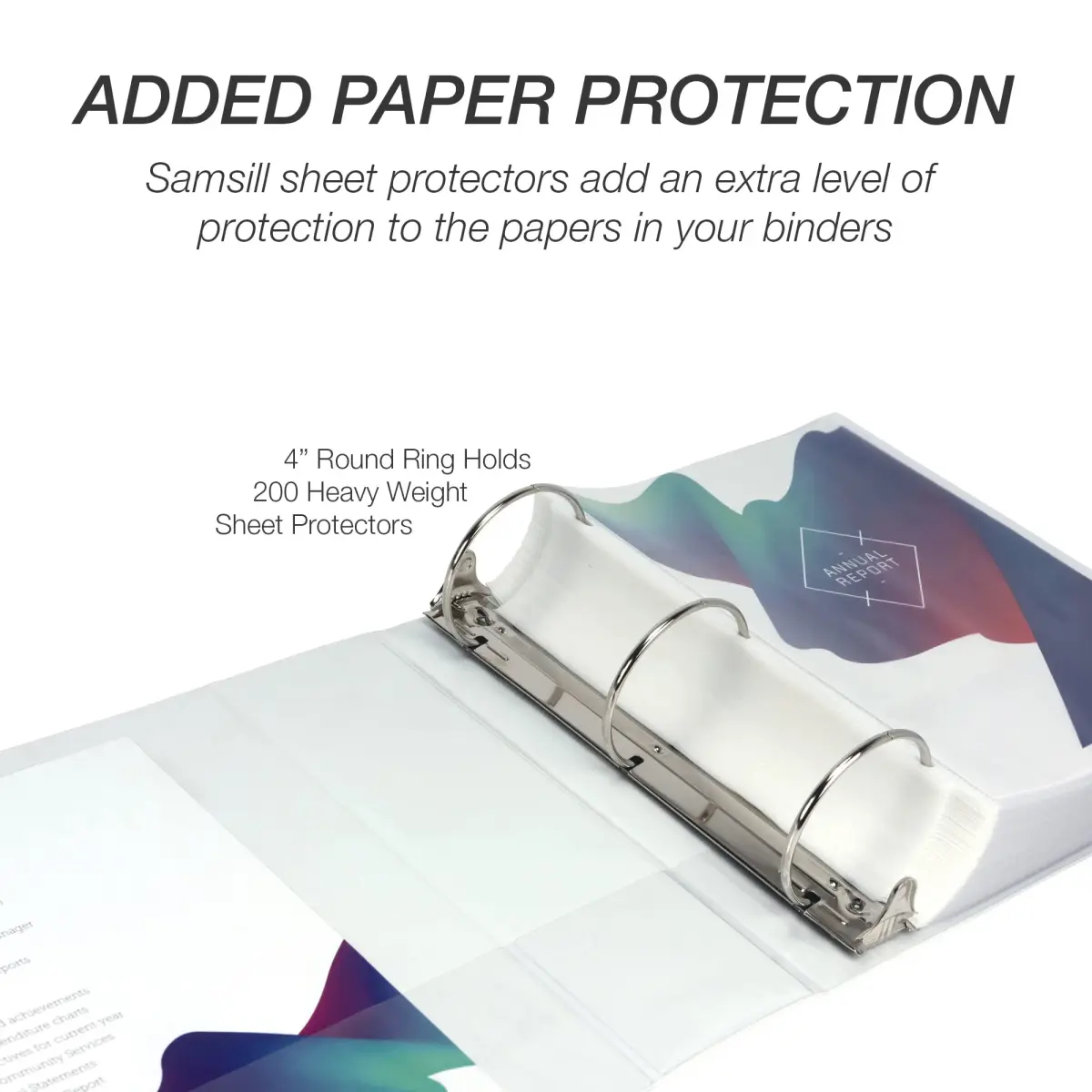 Samsill 4 Inch D-Ring Binder, White | 700-Sheet Capacity, 100% Recycled Chipboard, Archival Safe - view 7