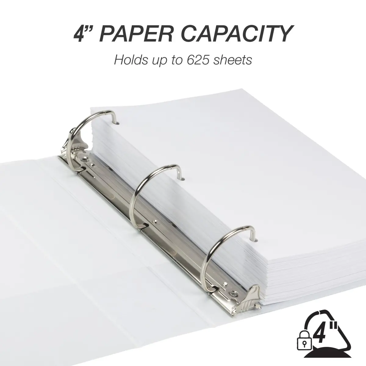Samsill 4 Inch D-Ring Binder, White | 700-Sheet Capacity, 100% Recycled Chipboard, Archival Safe - view 3