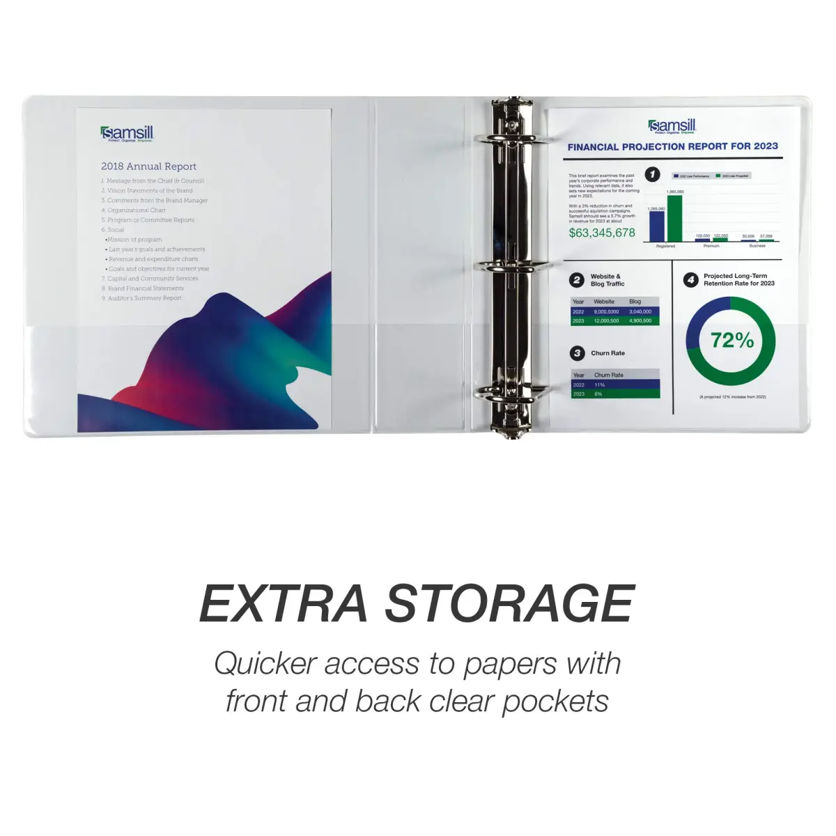 Samsill 4 Inch D-Ring Binder, White | 700-Sheet Capacity, 100% Recycled Chipboard, Archival Safe - view 4