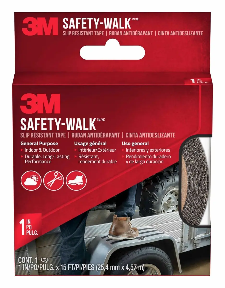3M Safety-Walk Indoor/Outdoor Tread, 7634NA, Black, 1 in x 15 ft Roll | Slip-Resistant Traction Tape - main product image