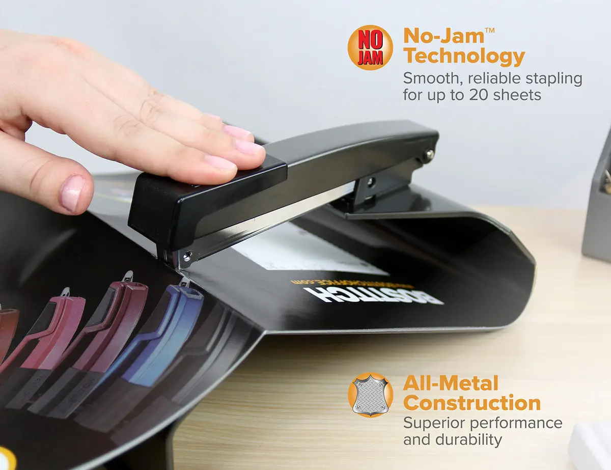 Bostitch Office No-Jam Booklet Stapler, 20 Sheets | No-Jam Technology, Durable Metal - view 5