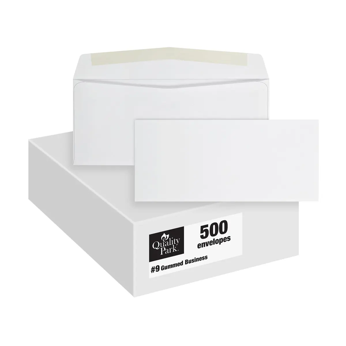 Quality Park #9 Envelopes, Letter Size White Mailing Envelopes, 3-7/8 x 8-7/8 Inch, No Window, Gummed Closure, 500/Box - main product image