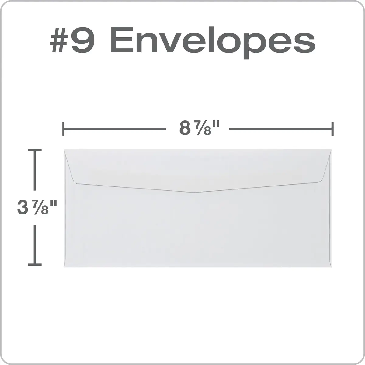 Quality Park #9 Envelopes, Letter Size White Mailing Envelopes, 3-7/8 x 8-7/8 Inch, No Window, Gummed Closure, 500/Box - view 2