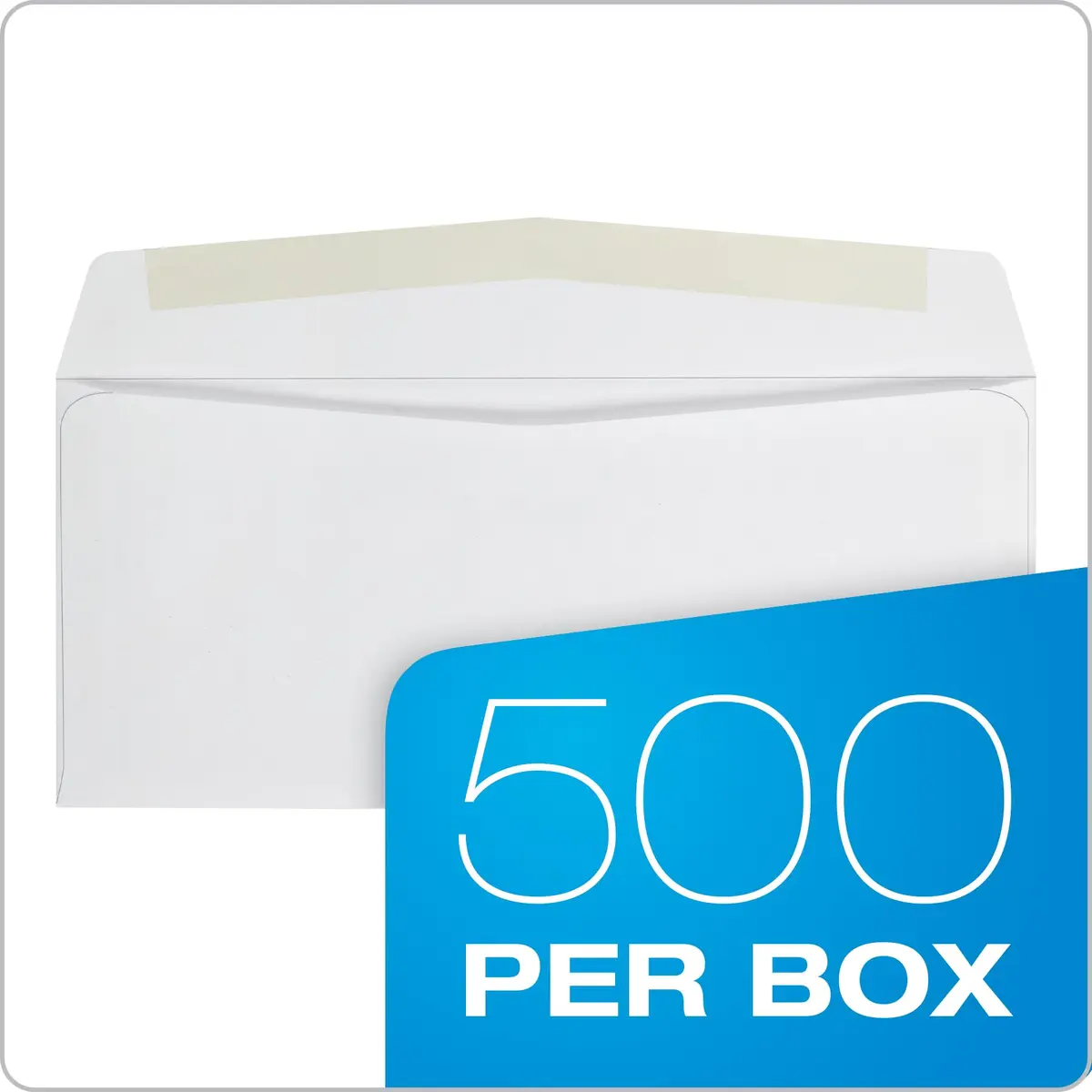 Quality Park #9 Envelopes, Letter Size White Mailing Envelopes, 3-7/8 x 8-7/8 Inch, No Window, Gummed Closure, 500/Box - view 4