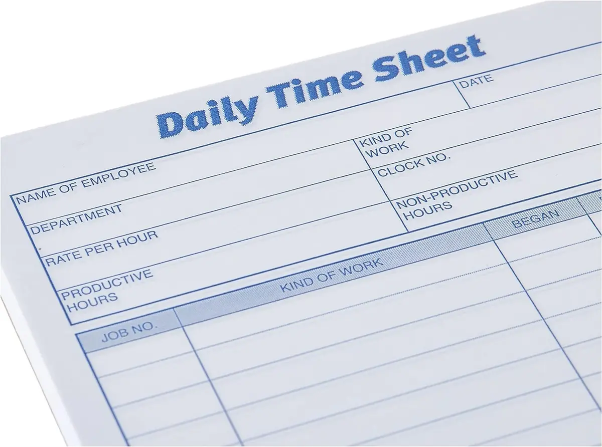 TOPS Daily Employee Time and Job Sheet 21.6 x 24.1 cm (8.5 x 9.5 Inches) | Tracks Daily Work Hours and Project Completion - view 2