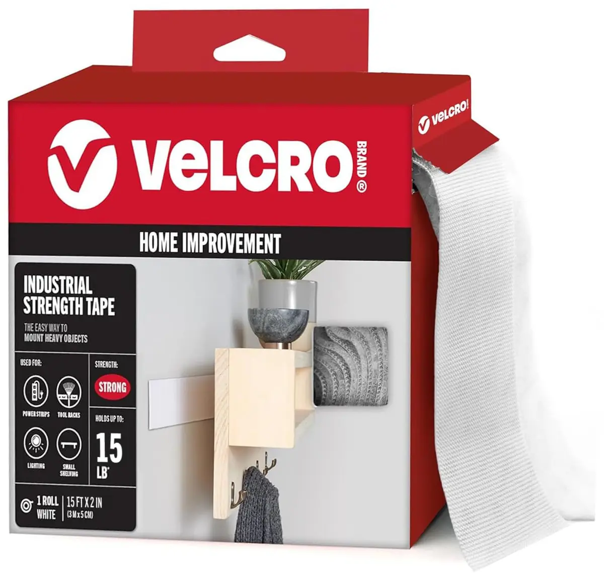 VELCRO Brand 90198 Industrial Strength Tape 15ft x 2in | Heavy Duty Indoor & Outdoor Use - main product image
