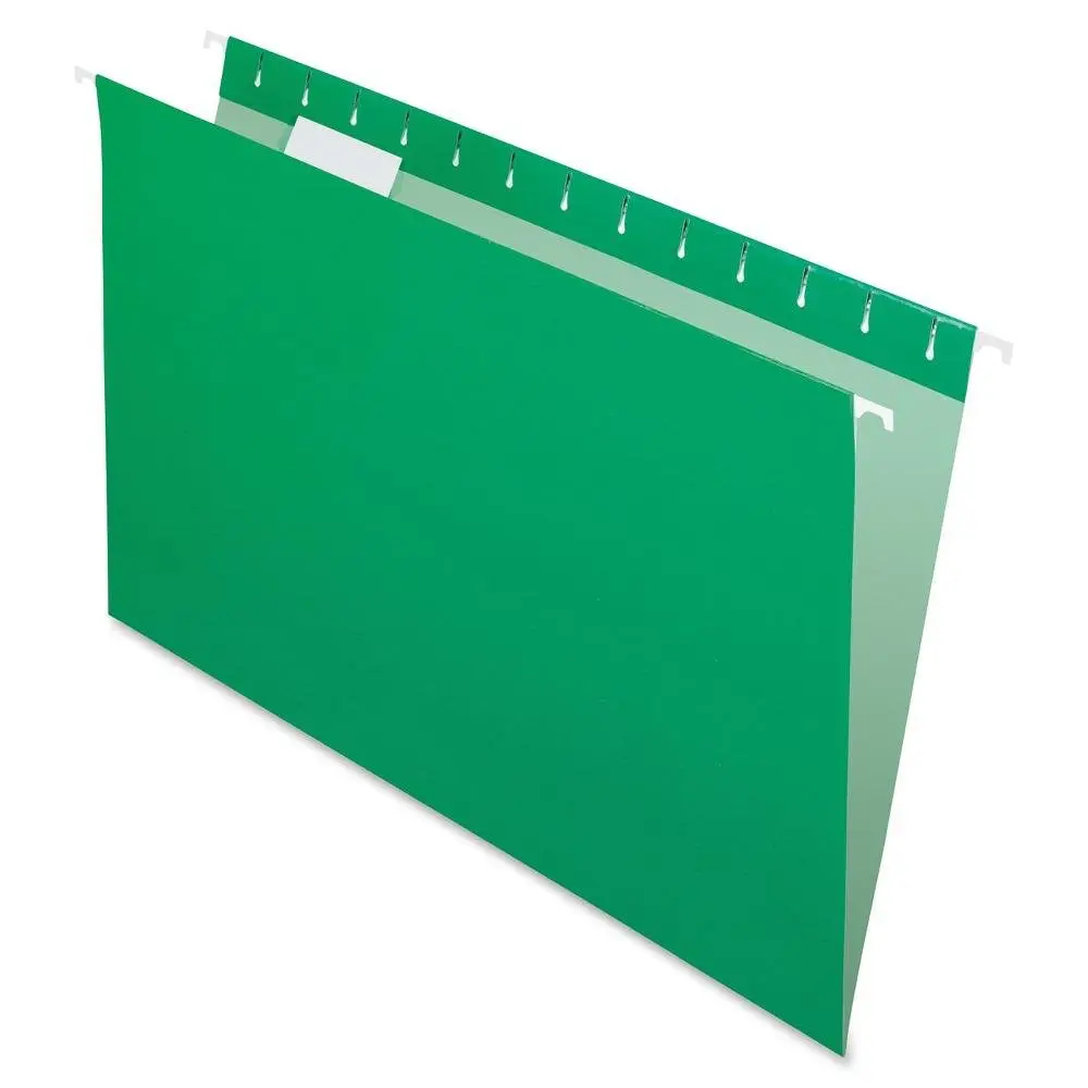 Pendaflex Recycled Hanging Folders, Legal Size, Bright Green | Eco-Friendly Office Storage - main product image
