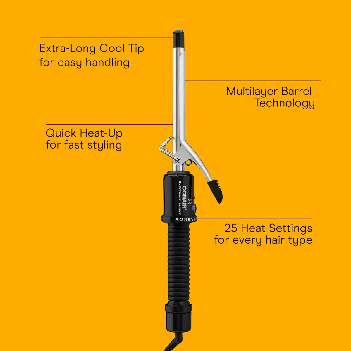 Conair Curling Iron 0.5-inch Barrel | Multi-Heat, Dual Voltage, Black - view 2