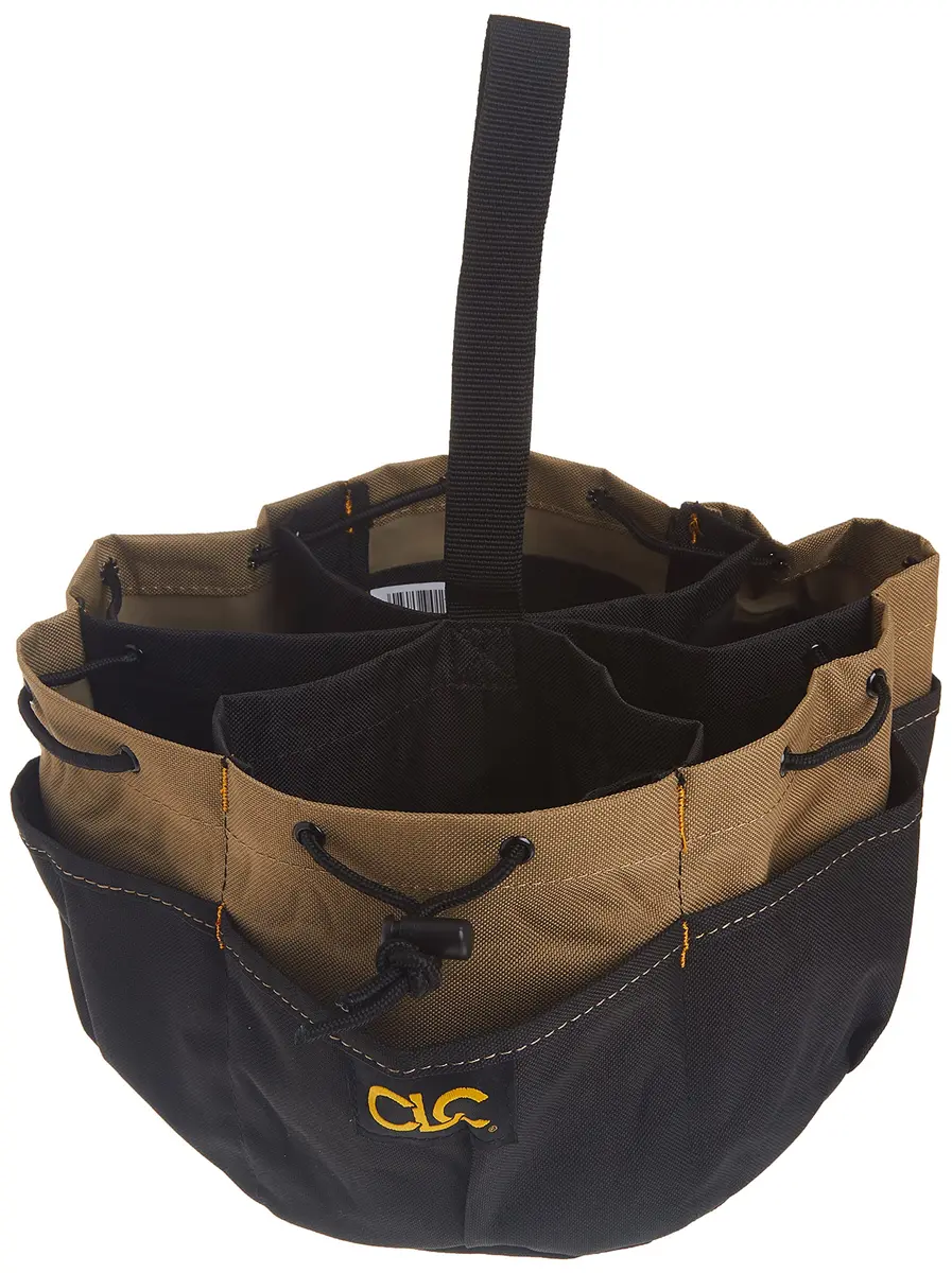 Custom Leathercraft CADDY 18-Pocket Drawstring Bucket Bag, Black | Organizes Tools & Accessories - main product image