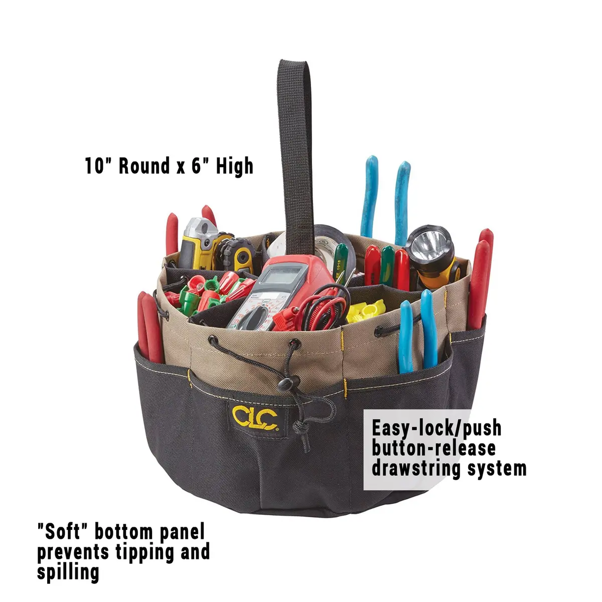 Custom Leathercraft CADDY 18-Pocket Drawstring Bucket Bag, Black | Organizes Tools & Accessories - view 2