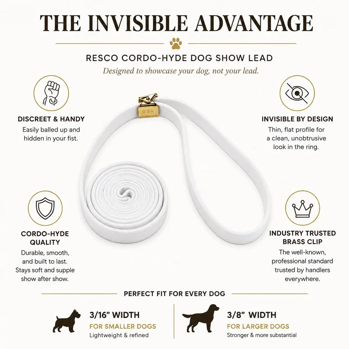 Resco Cordo-Hyde Dog Show Lead for Conformation, Wide (3/8") | Professional Show Ring Accessory - view 2