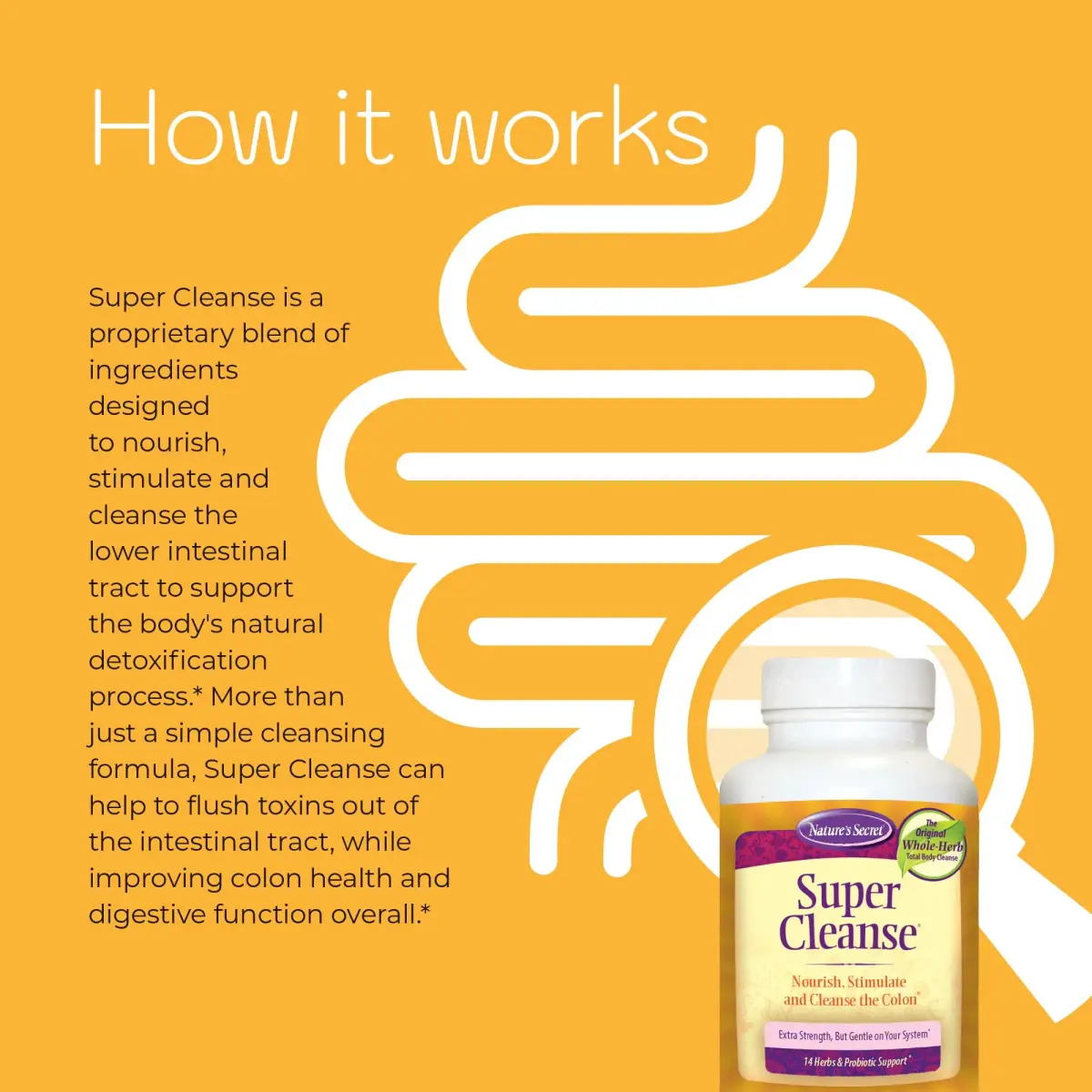 Nature's Secret Super Cleanse Herbal Colon Cleanse & Gut Support 100 Tablets (3.75 oz) | Digestive Wellness & Regularity - view 5