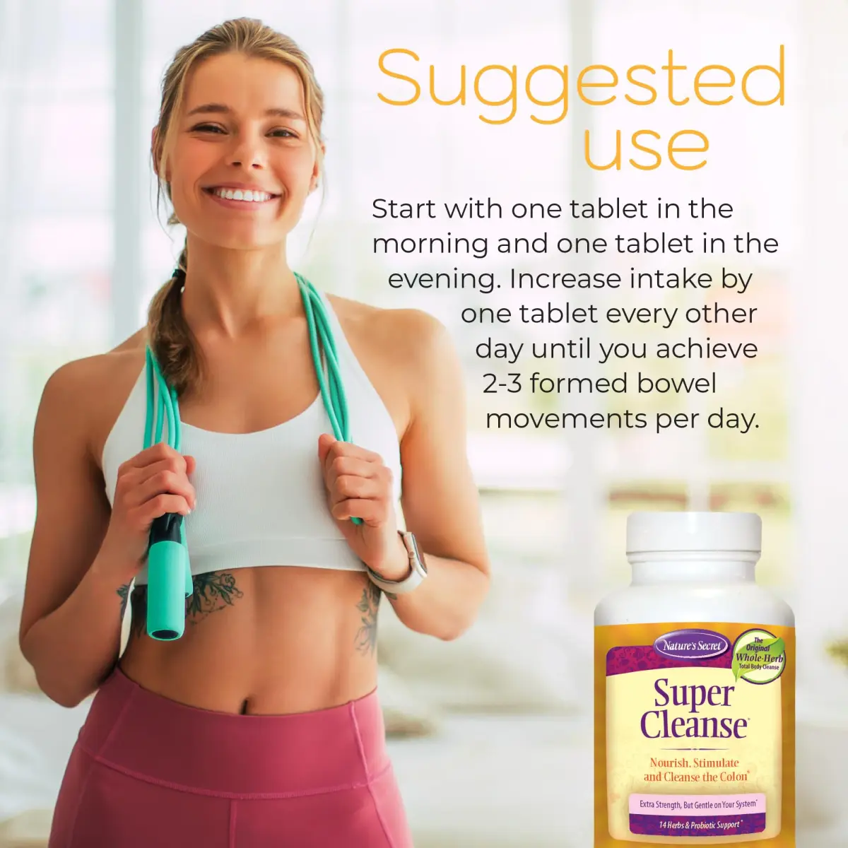 Nature's Secret Super Cleanse Herbal Colon Cleanse & Gut Support 100 Tablets (3.75 oz) | Digestive Wellness & Regularity - view 3