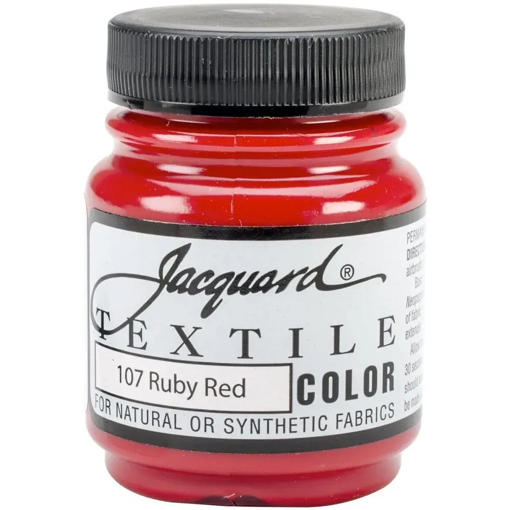 Jacquard Fabric Paint Ruby Red 2.25 Fl Oz (67ml) | Permanent Acrylic Textile Color for Clothes, Furniture, Shoes - main product image