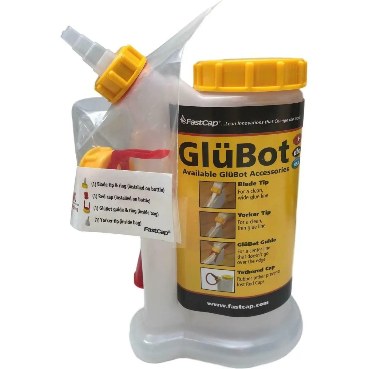 FastCap Glue Dispenser, Yellow/White, 16 oz | Spill-Proof, Two-Chamber Design - view 6