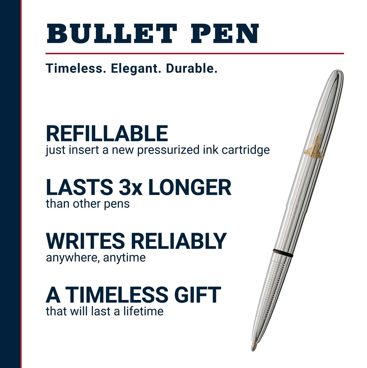 Fisher Space Pen Chrome Shuttle Emblem Pressurized Ballpoint Bullet Pen - view 2