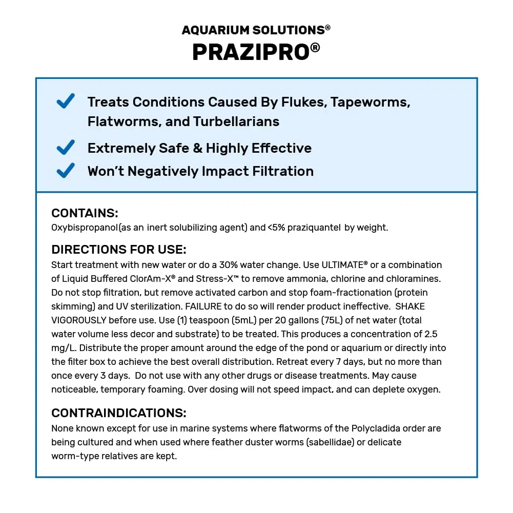 Aquarium Solutions PraziPro Parasite Treatment 29.57ml (1 fl oz) | Safe for Freshwater, Marine, and Ponds - view 2
